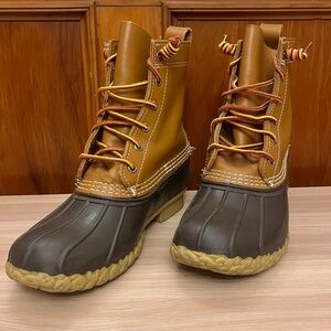 LL Bean Brown Tan Duck Rubber Bean Boots